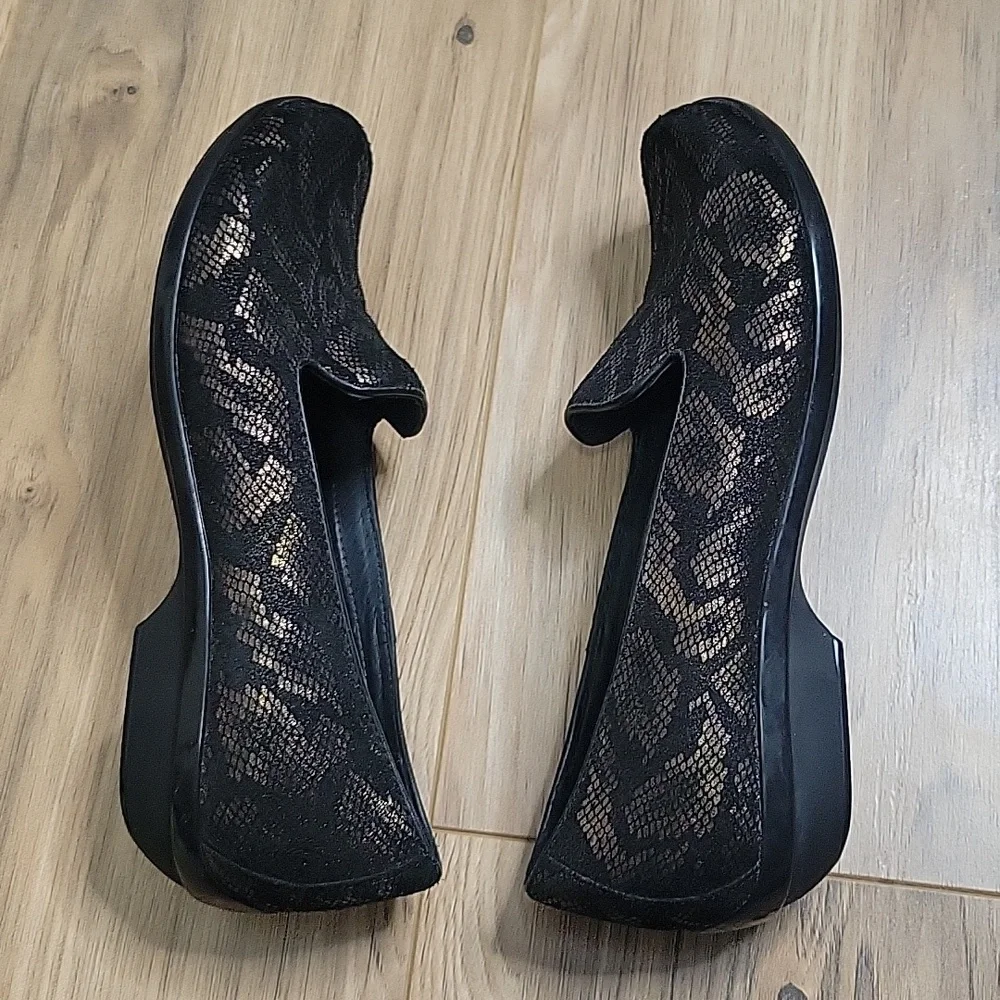 Dansko Olivia Bronze Snake Print Slip Ons